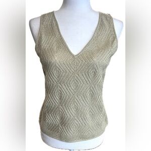 Kenneth Cole New York gold shimmery knit sleeveless sweater tank top M/Medium